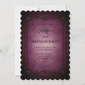 Invitation d'anniversaire gothique violet foncé (Devant)
