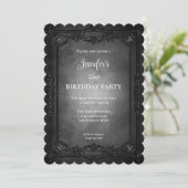 Invitation d'anniversaire gothique violet foncé (Debout devant)