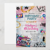 Invitation d'anniversaire graffiti (Devant / Derrière)