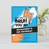 Invitation d'anniversaire Graffiti Orange Bleu Coo (Debout devant)