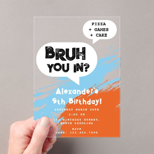 Invitation d'anniversaire Graffiti Orange Bleu Dis (In situ (ordinateur de poche))