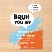 Invitation d'anniversaire Graffiti Orange Bleu Dis (Recto)