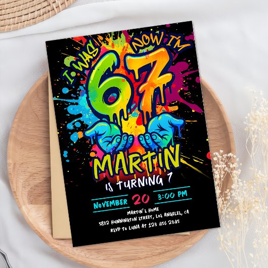 Invitation d'anniversaire Graffiti Six Sept