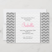 Invitation d'anniversaire Gray & Pink Chevron (Devant)