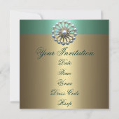 Invitation d'anniversaire Green & Gold Elegant Pea (Dos)