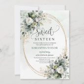 Invitation d'anniversaire Greenery Botanical Gold (Devant)
