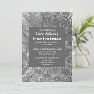 Invitation d'anniversaire Grey Glitzy