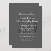 Invitation d'anniversaire gris classique (Devant / Derrière)