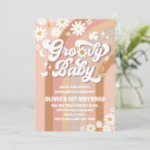 Invitation d'anniversaire Groovy Daisy Rainbow (Debout devant)