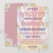 Invitation d'anniversaire Groovy Hippy Sun & Daisy (Devant / Derrière)