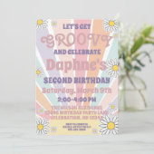 Invitation d'anniversaire Groovy Hippy Sun & Daisy (Debout devant)