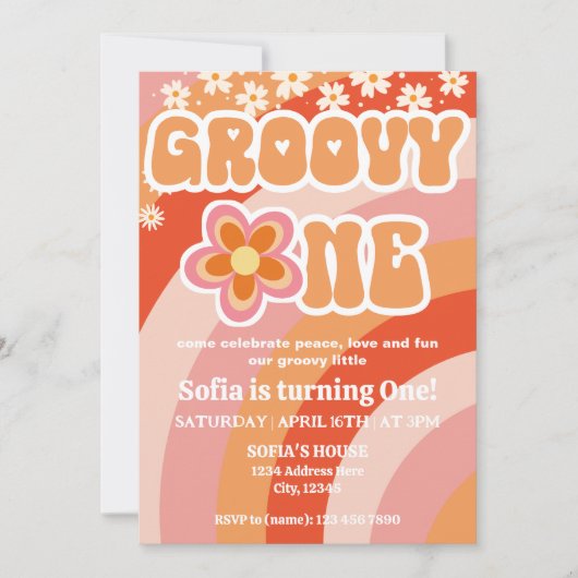Invitation d'anniversaire Groovy One (Devant)