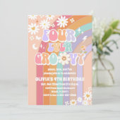 Invitation d'anniversaire Groovy Rainbow Daisy (Debout devant)