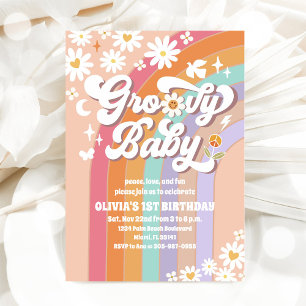 Invitation d'anniversaire Groovy Rainbow Daisy