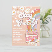 Invitation d'anniversaire Groovy Retro Daisy (Debout devant)