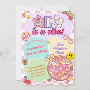 Invitation d'anniversaire Groovy Vibe Retro Girl 6