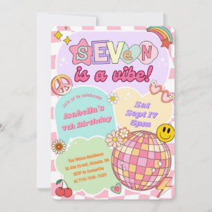 Invitation d'anniversaire Groovy Vibe Retro Girl 7
