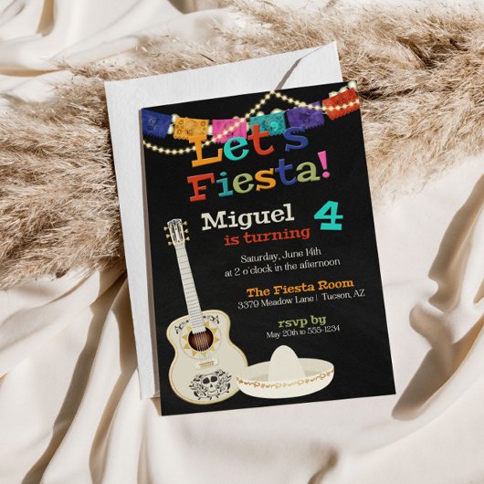Invitation d'anniversaire guitares Fiesta