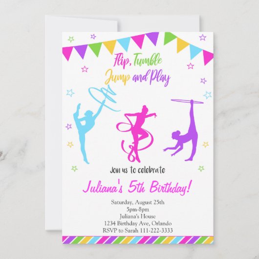 Invitation d'anniversaire Gymnaste (Devant)