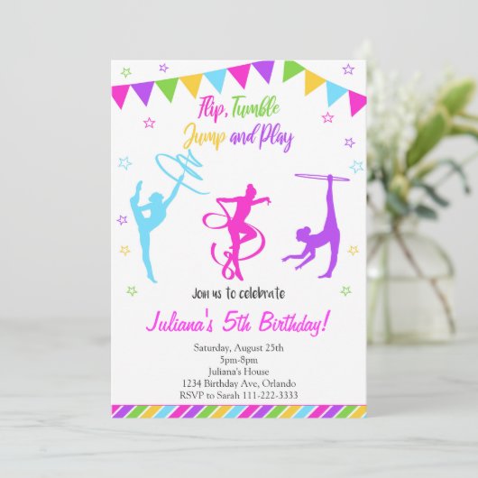 Invitation d'anniversaire Gymnaste (Debout devant)