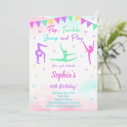 Invitation d'anniversaire Gymnaste (Debout devant)