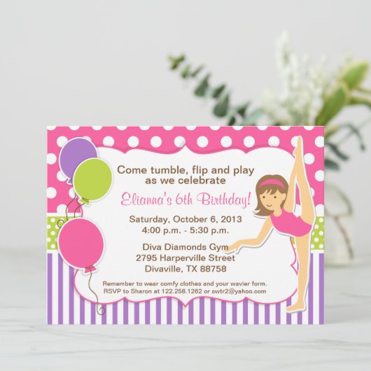 Invitation d'anniversaire Gymnastic (Debout devant)