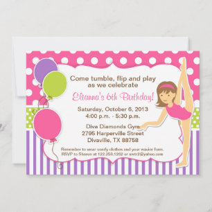 Invitation d'anniversaire gymnastique