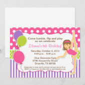 Invitation d'anniversaire gymnastique (Devant / Derrière)