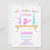 Invitation d'anniversaire gymnastique colorée (Devant)