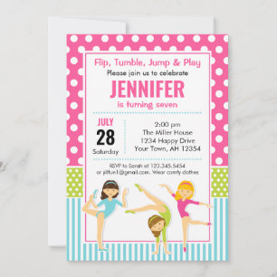 Invitation d'anniversaire gymnastique fête de fill