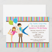 Invitation d'anniversaire gymnastique fille et gar (Devant / Derrière)