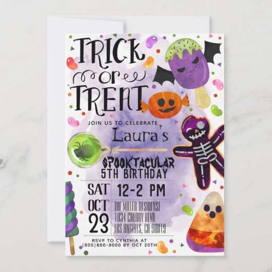 Invitation d'anniversaire Halloween (Devant)