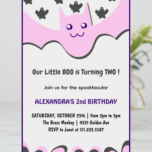 Invitation d'anniversaire Halloween 2 ans Fantôme