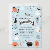 Invitation d'anniversaire Halloween 4 ans bleu et (Devant)