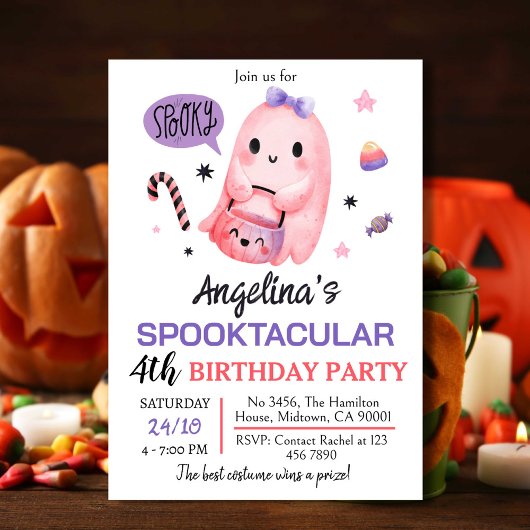 Invitation d'anniversaire Halloween 4 ans de la fi