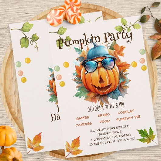 Invitation d'anniversaire Halloween Automne Citrou