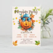 Invitation d'anniversaire Halloween Automne Citrou (Debout devant)