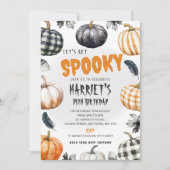 Invitation d'anniversaire Halloween avec citrouill (Devant)