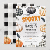 Invitation d'anniversaire Halloween avec citrouill (Devant / Derrière)