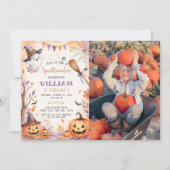 Invitation d'anniversaire Halloween Citrouille Eff (Devant)