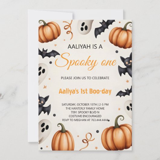 Invitation d'anniversaire Halloween Citrouille et  (Devant)