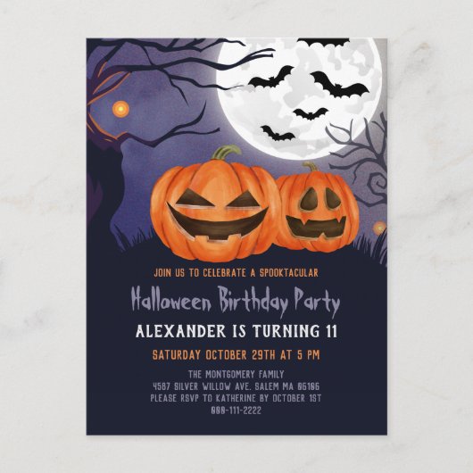 Invitation d'anniversaire Halloween Citrouille Jac (Devant)