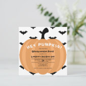 Invitation d'anniversaire Halloween Citrouille Mod (Debout devant)
