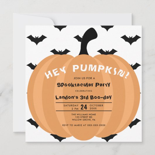Invitation d'anniversaire Halloween Citrouille Mod (Devant)