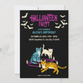Invitation d'anniversaire Halloween culte de chat (Devant)
