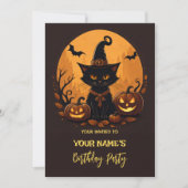 Invitation d'anniversaire Halloween de chat (Devant)