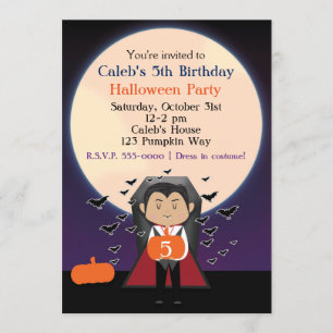 Invitation d'anniversaire Halloween de Little Drac