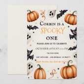 Invitation d'anniversaire Halloween Fantôme & Chau (Devant / Derrière)