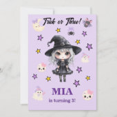 Invitation d'anniversaire Halloween Fille Trick or (Devant)
