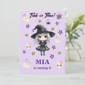 Invitation d'anniversaire Halloween Fille Trick or (Debout devant)